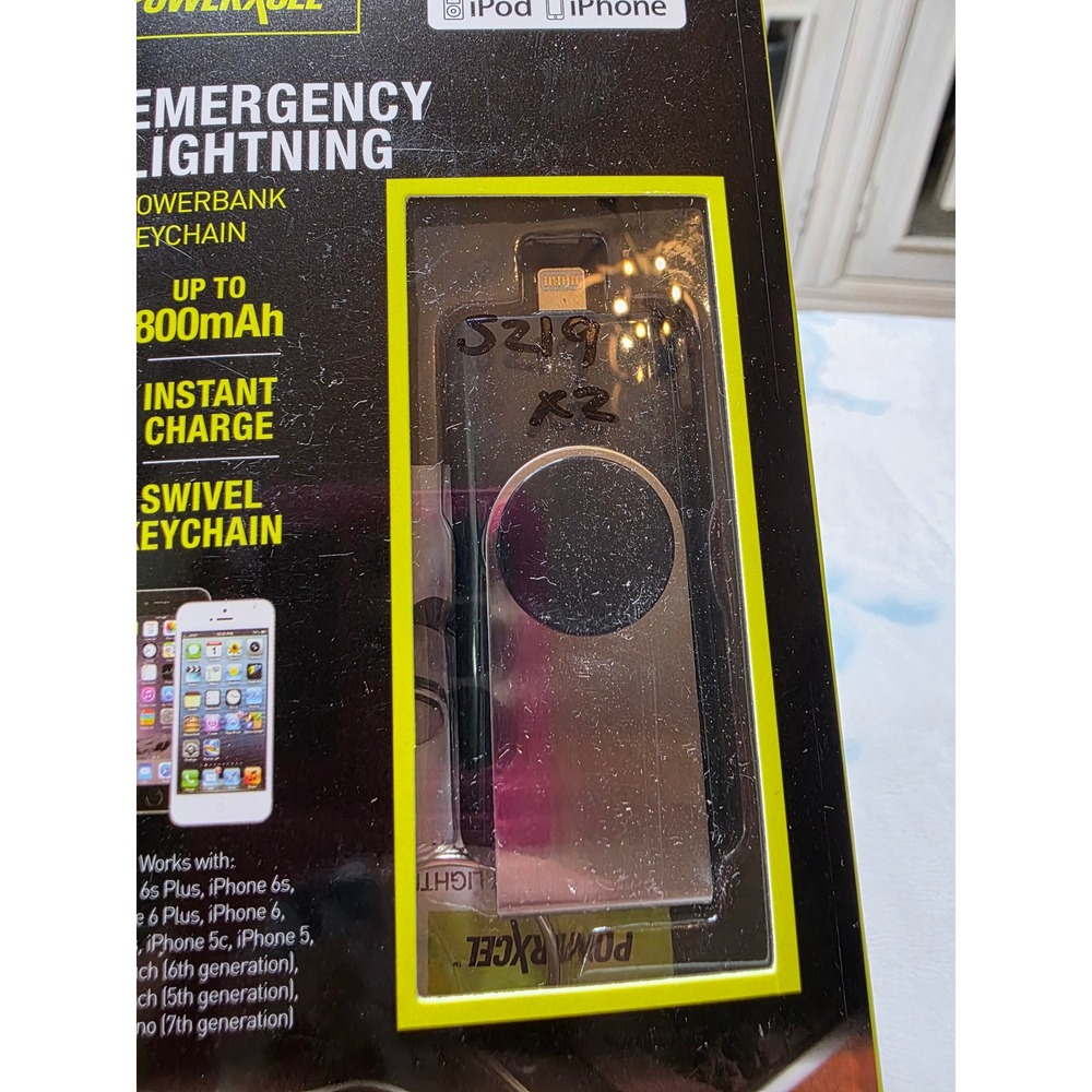 PowerXcel Emergency Lightning Powerbank Keychain 800mAh MFI Apple iPhone iPod - Picture 7 of 16